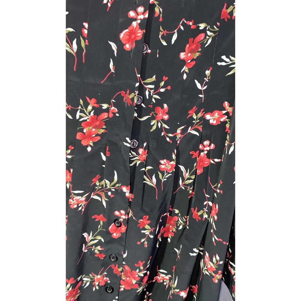 Vtg 1970s Sue Brett Collection Black& Red Floral Dress Plus Size 2xl - Picture 5 of 6